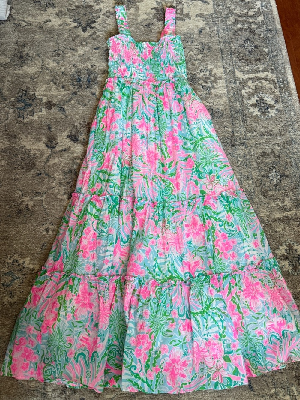 Lilly Pulitzer Pink & Green Floral Maxi Dress